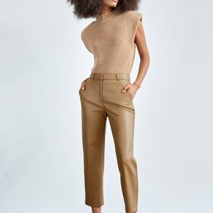 Aritzia Leather COMMAND PANT in Iced Latte